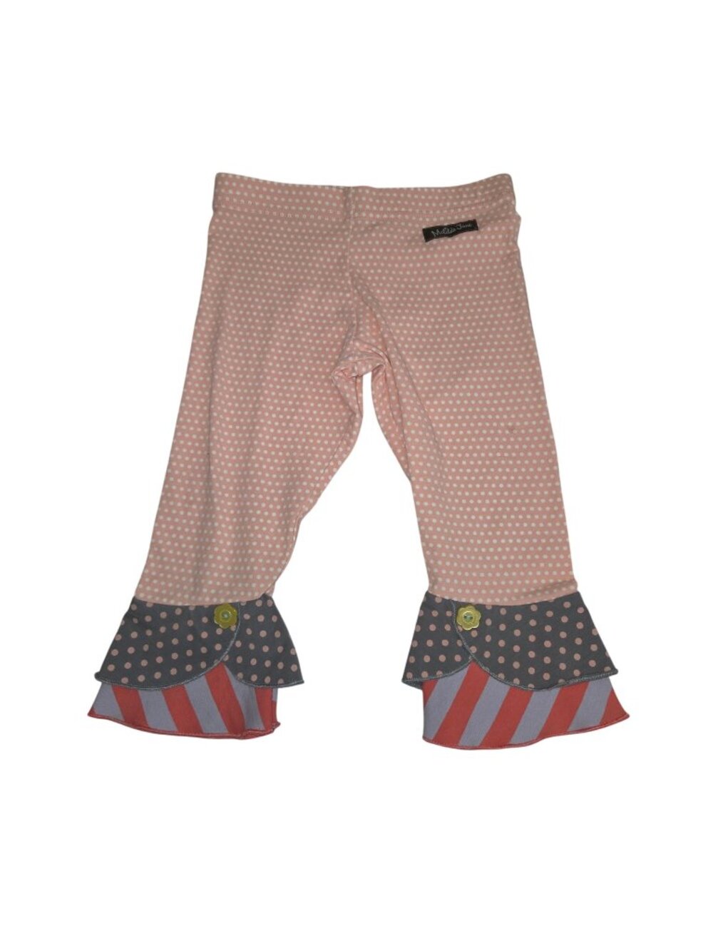 Matilda Jane 4 Girls Polka Dot Ruffle Pants Striped Hem Button Accent 4585